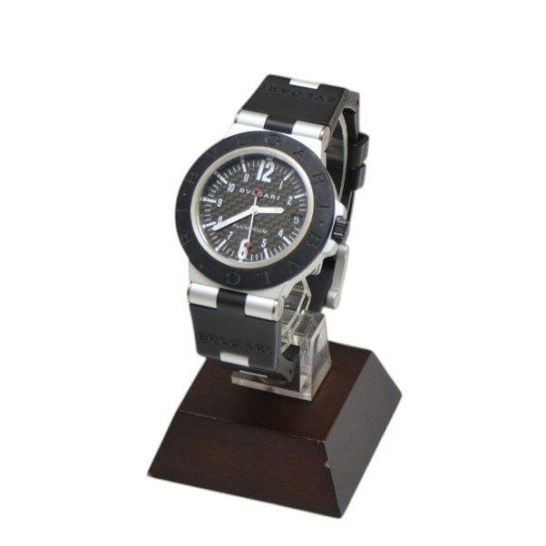 【中古】BVLGARI 軽銀 デイト ウオッチ AL38TA L59187 黒いこと 【060626】（ブル小峡谷）