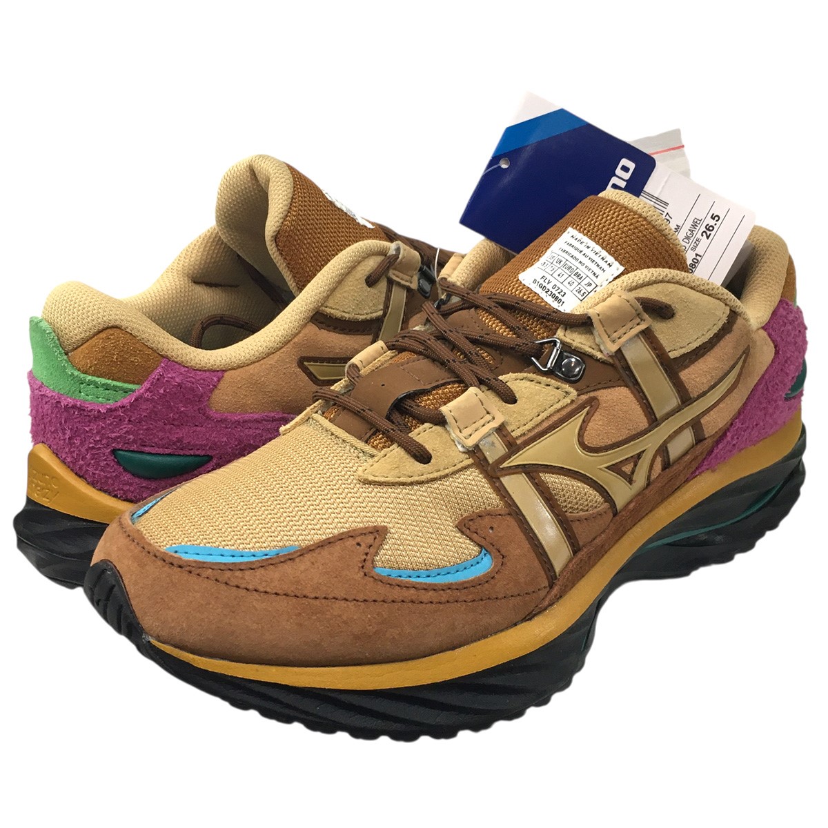 【中古】DIGAWEL×MIZUNO mizuno WAVE RIDER B 共同研究 ミズノ 縮くれる 乗馬者 スニーカー シューズ 靴 マルチ色つや 大きさ：26.5コマーシャル 【060626】（ディガウェル×ミズノ）