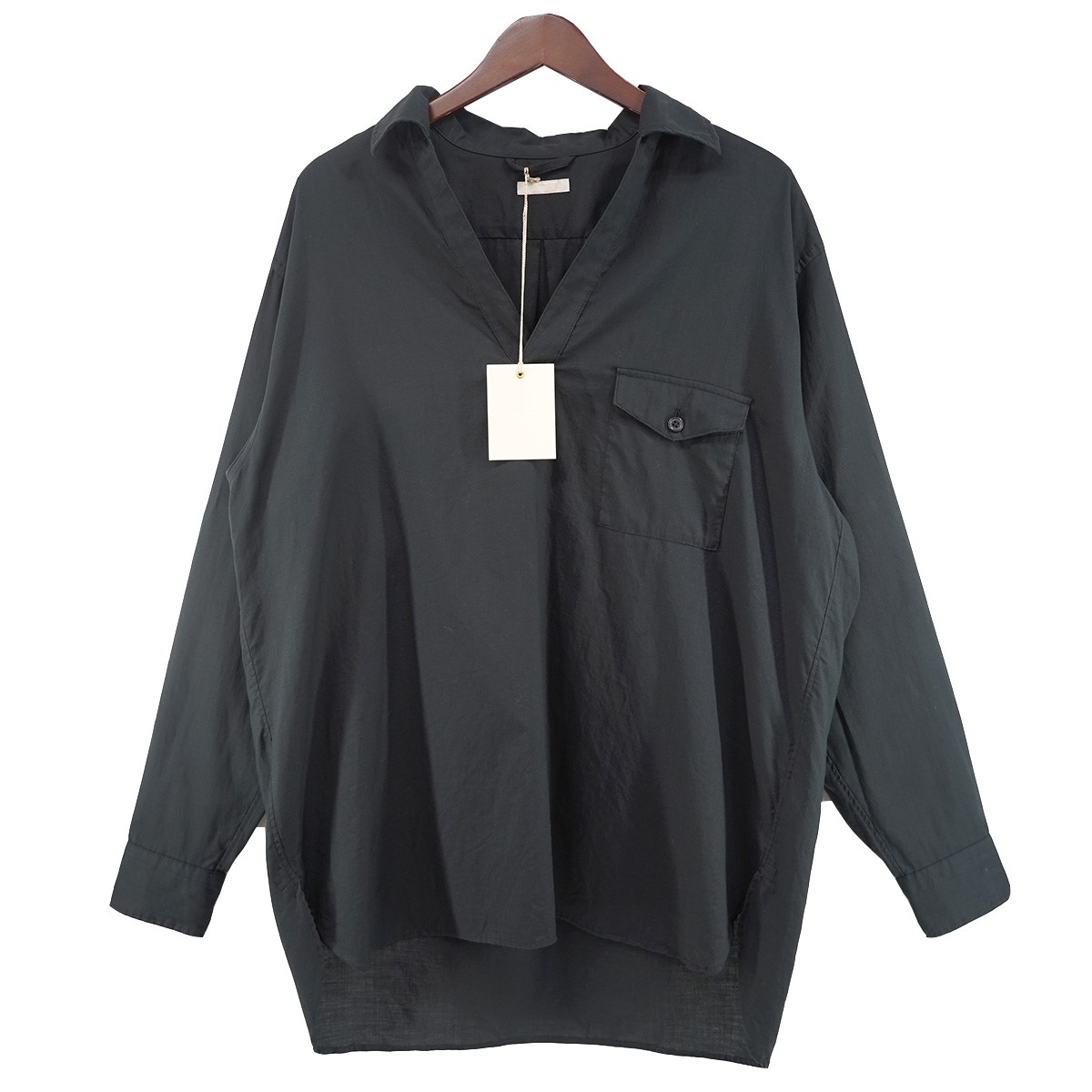 【中古】ULTERIOR 25SS POWDERY SOFT TWILL SKIPPER SHIRT パウダリー ホンブルグ帽 ツイル 旗がしらプルオーバー 黒いこと 大きさ：3 【060626】（アルテリア）