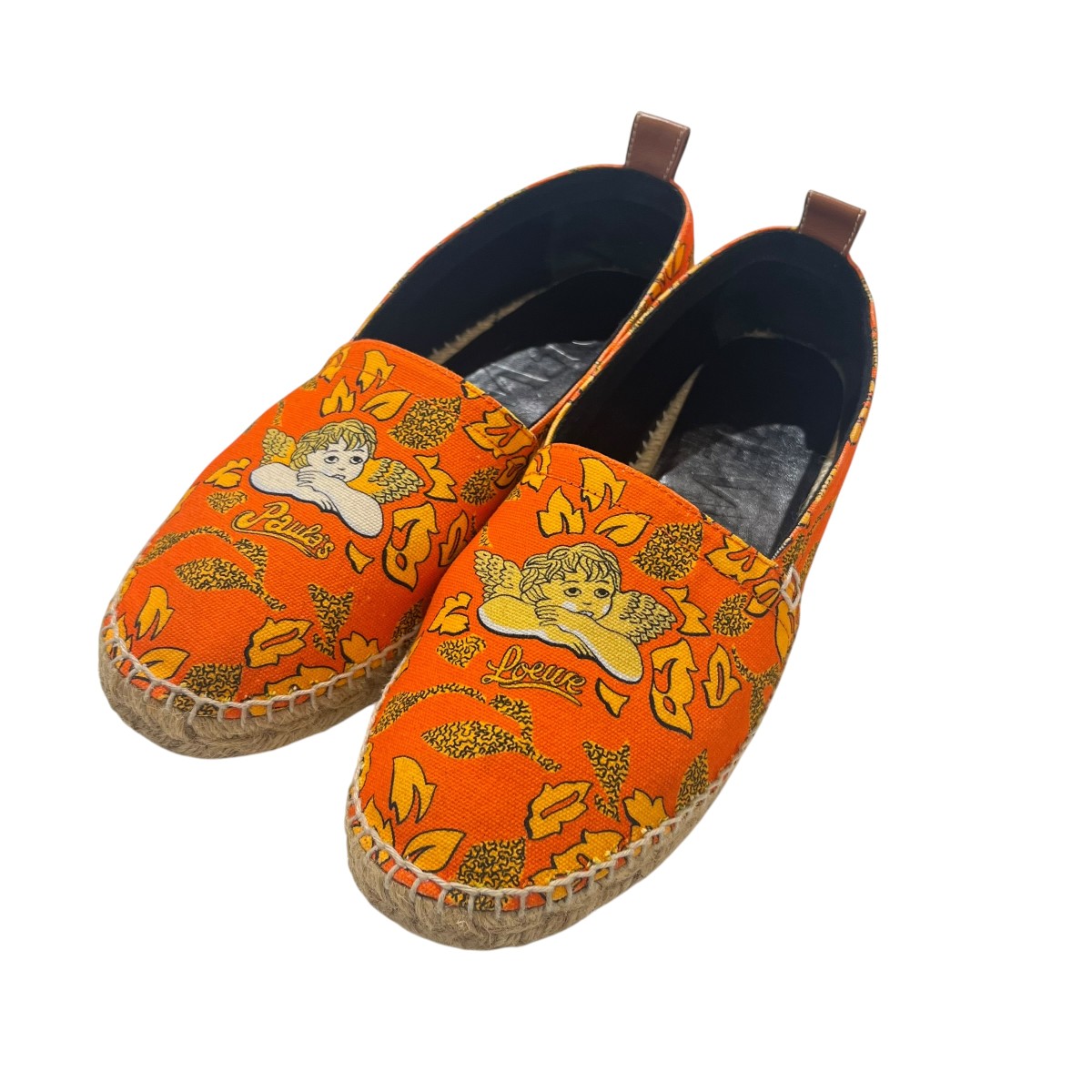 【中古】LOEWE 総柄 エスパドリーユ オレンジ色 大きさ：40 【060626】（ロエベ）