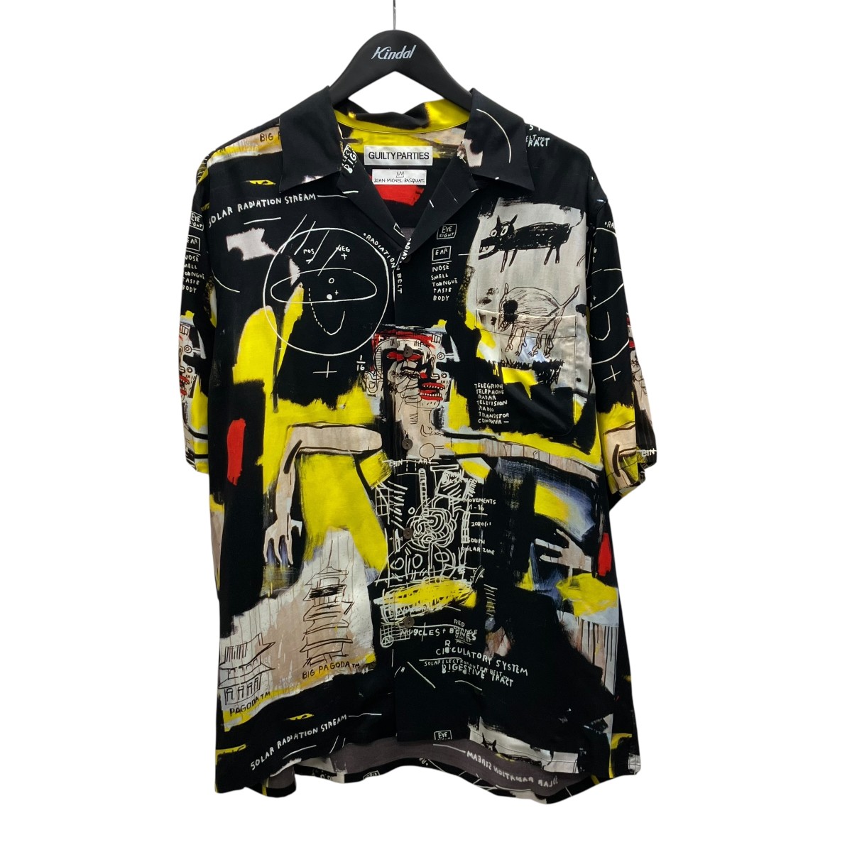 【中古】WACKO MARIA BASQUIAT HAWAIIAN SHIRT 半袖プルオーバー 黒いこと 大きさ：L 【070626】（ワコマリア）