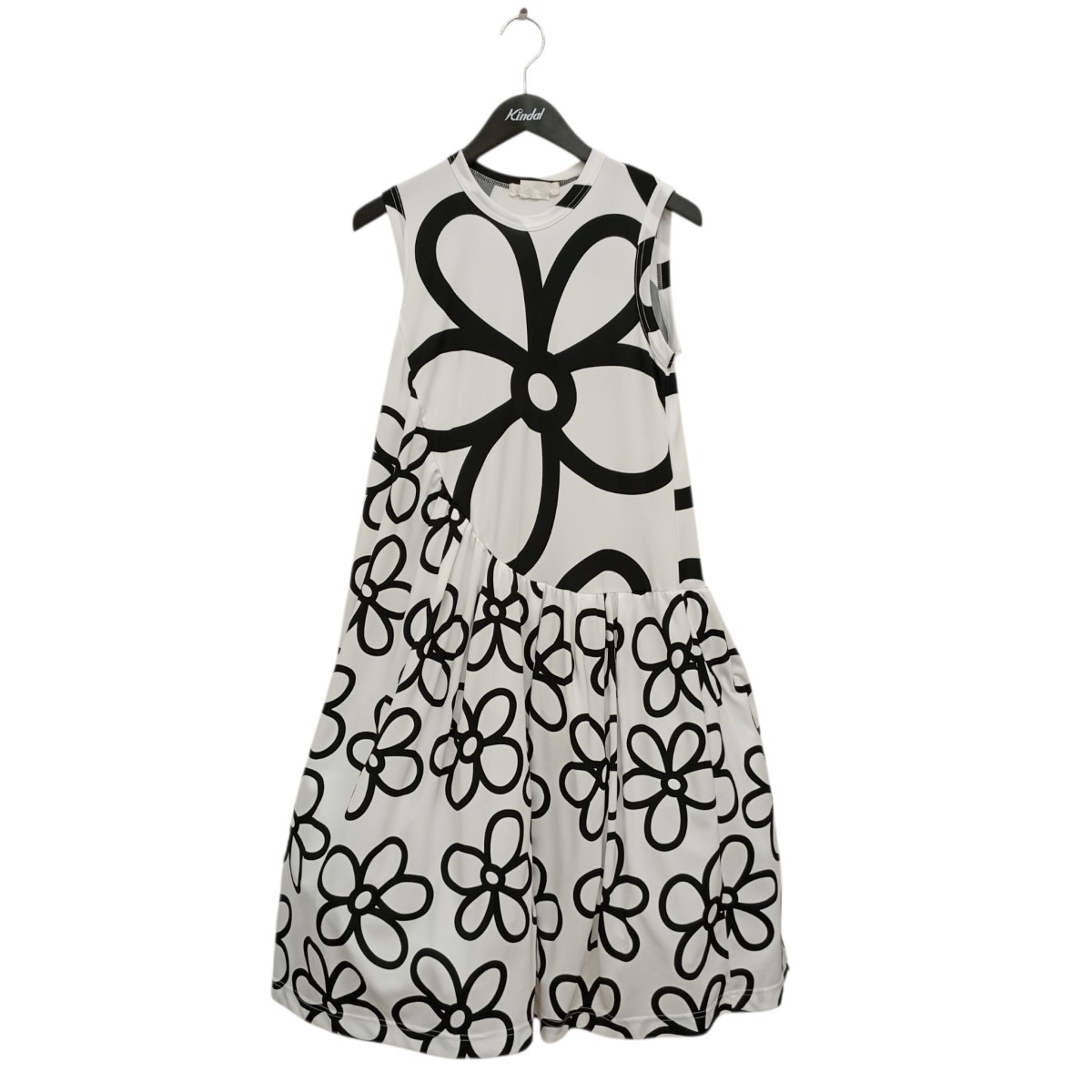 【中古】COMME des GARCONS チュールレイヤード ノースリーブ フローラル 御召しもの 衣裳 GI-T021 白いこと×黒いこと 大きさ：XS 【070626】（コムデギャルソン）
