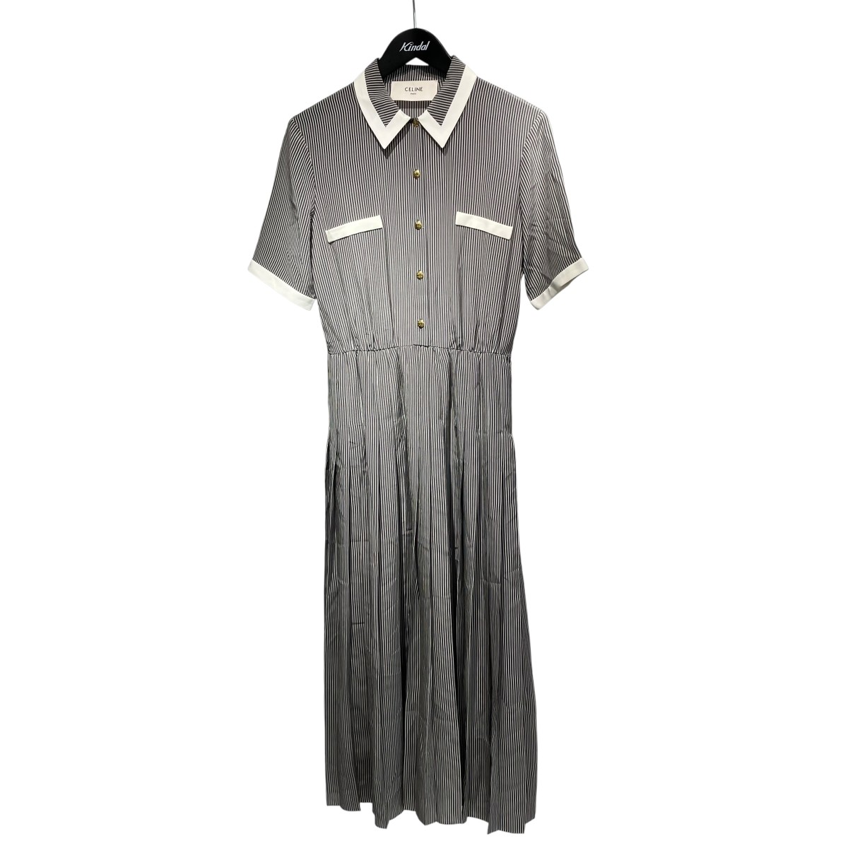 【中古】CELINE 縞模様衣裳 2R37E975Q 薄墨色 大きさ：36 【070626】（セリーヌ）