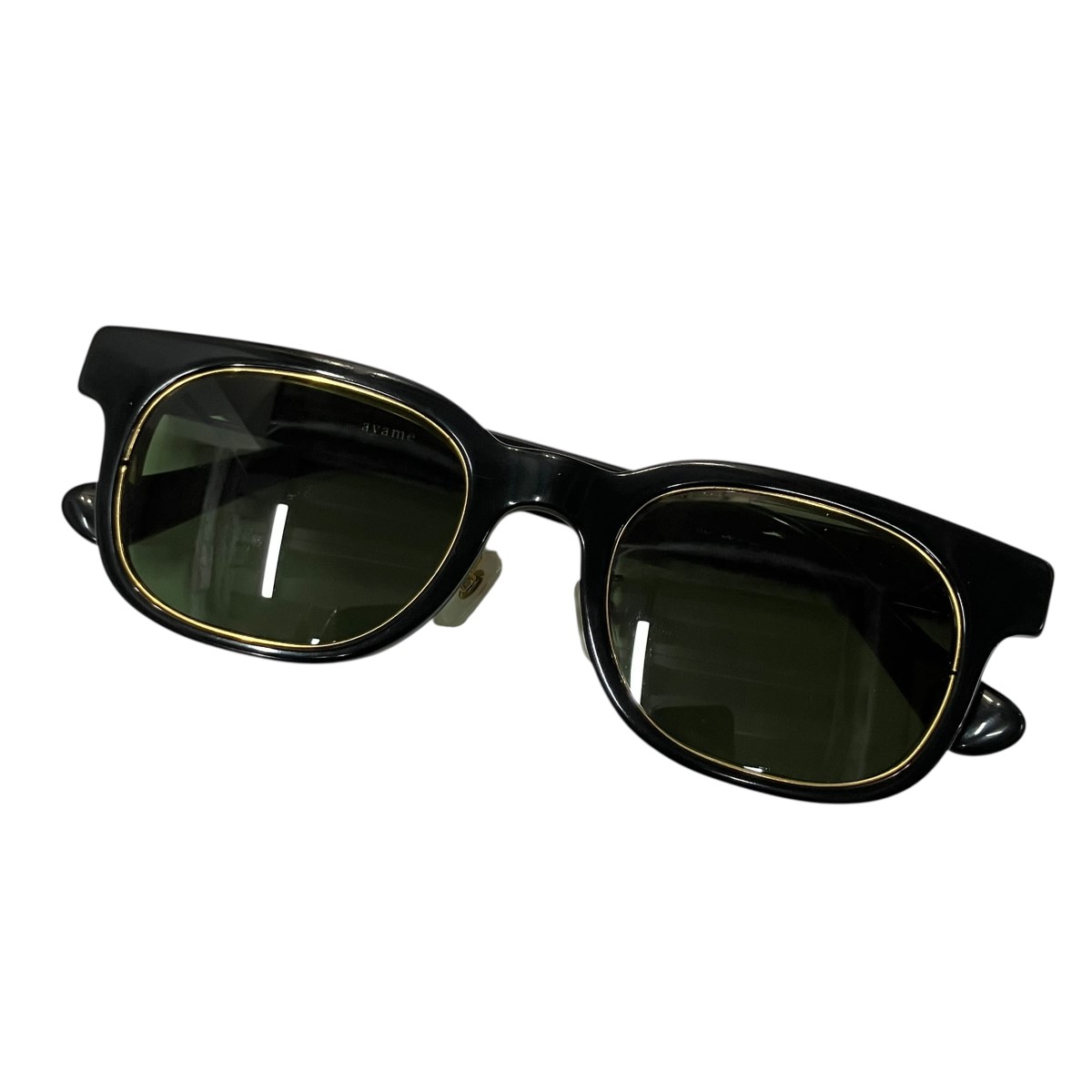【中古】Ayame&times;N．HOOLYWOOD　サングラス ブラック&times;グリーン系レンズ サイズ：50□22 【070626】（アヤメ&times;エヌハリウッド）｜ブランド古着のカインドオル