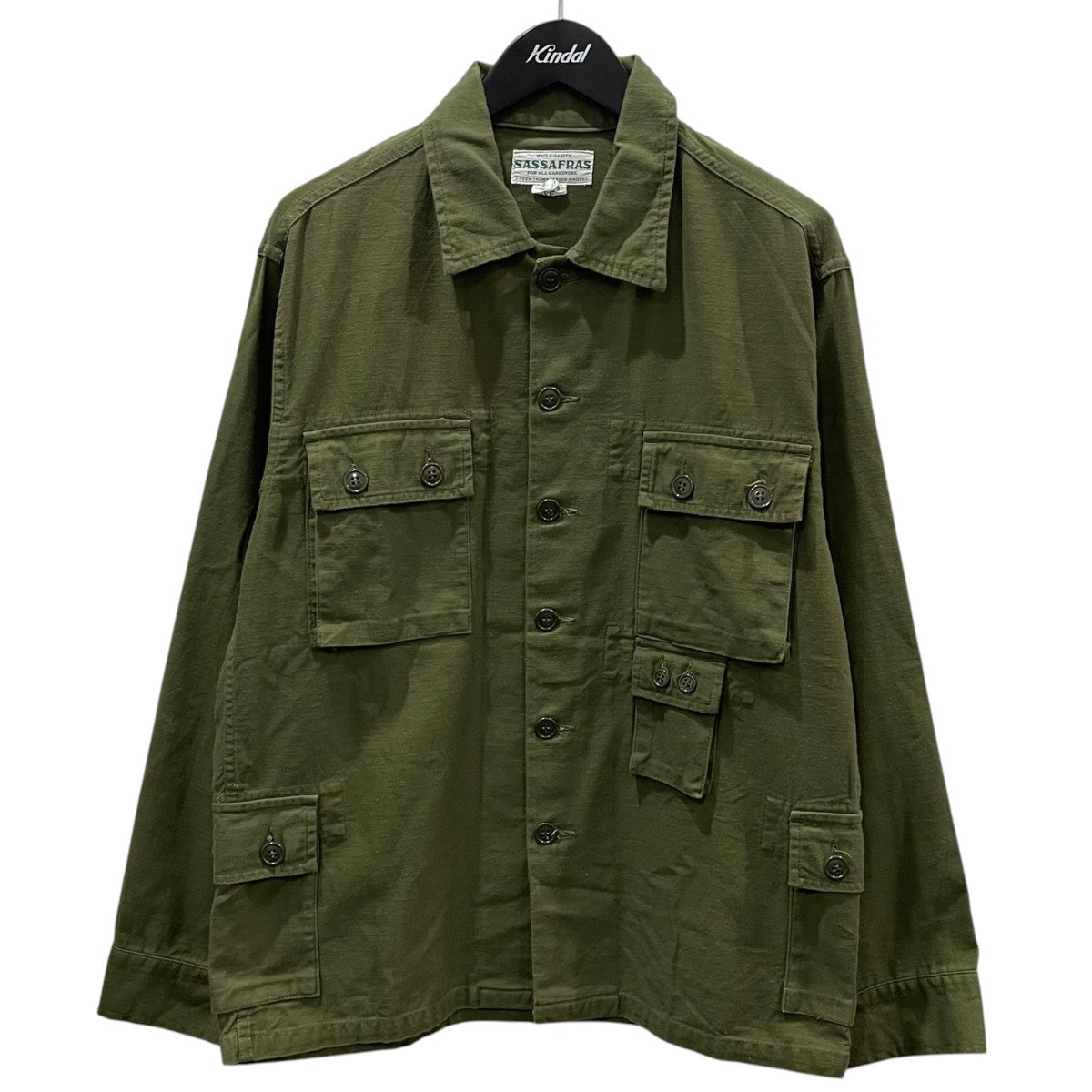 【中古】SASSAFRAS ミリタリー上衣 G．D．U． Jacket ガーデンドレスユニフォーム 上衣 オリーブ 大きさ：S 【070626】（ササフラス）