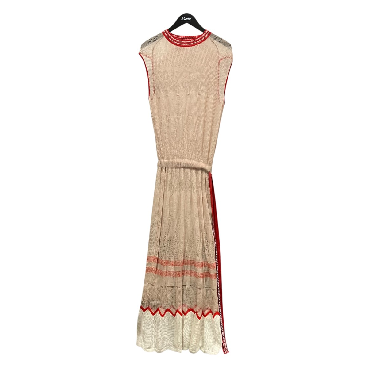【中古】mame kurogouchi Candy Pleats Knit Dress ノースリーブニットワンピース MM18SS-KN037 ベージュ×白いこと 大きさ：2 【070626】（マメクロゴウチ）