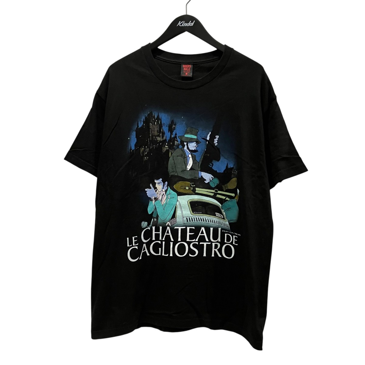 【中古】GEEKS RULE×ルパン三世 カリオストロの城 SILKSCREEN PRINTING T SHIRT 音の大きさ．03 半袖プルオーバー 黒いこと 大きさ：L 【070626】（ギークスルール）
