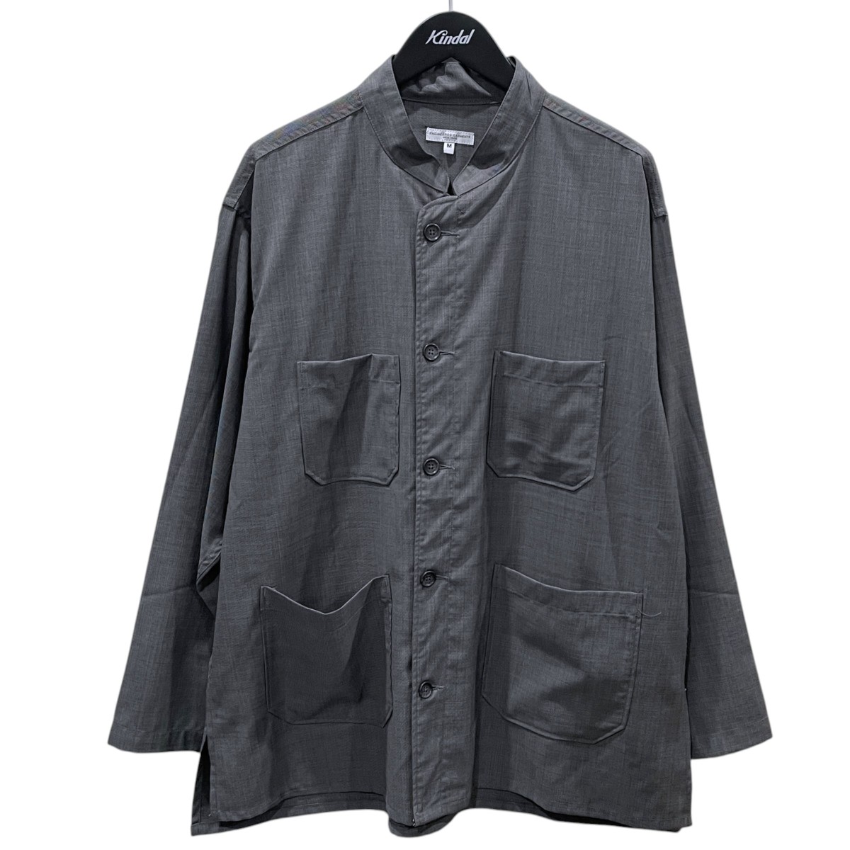 【中古】Engineered Garments スタンドカラーシャツ Dayton Shirt - Tropical Wool デイトン プルオーバー トロピカル 羊毛 薄墨色 大きさ：M 【070626】（エンジニアドガーメンツ）