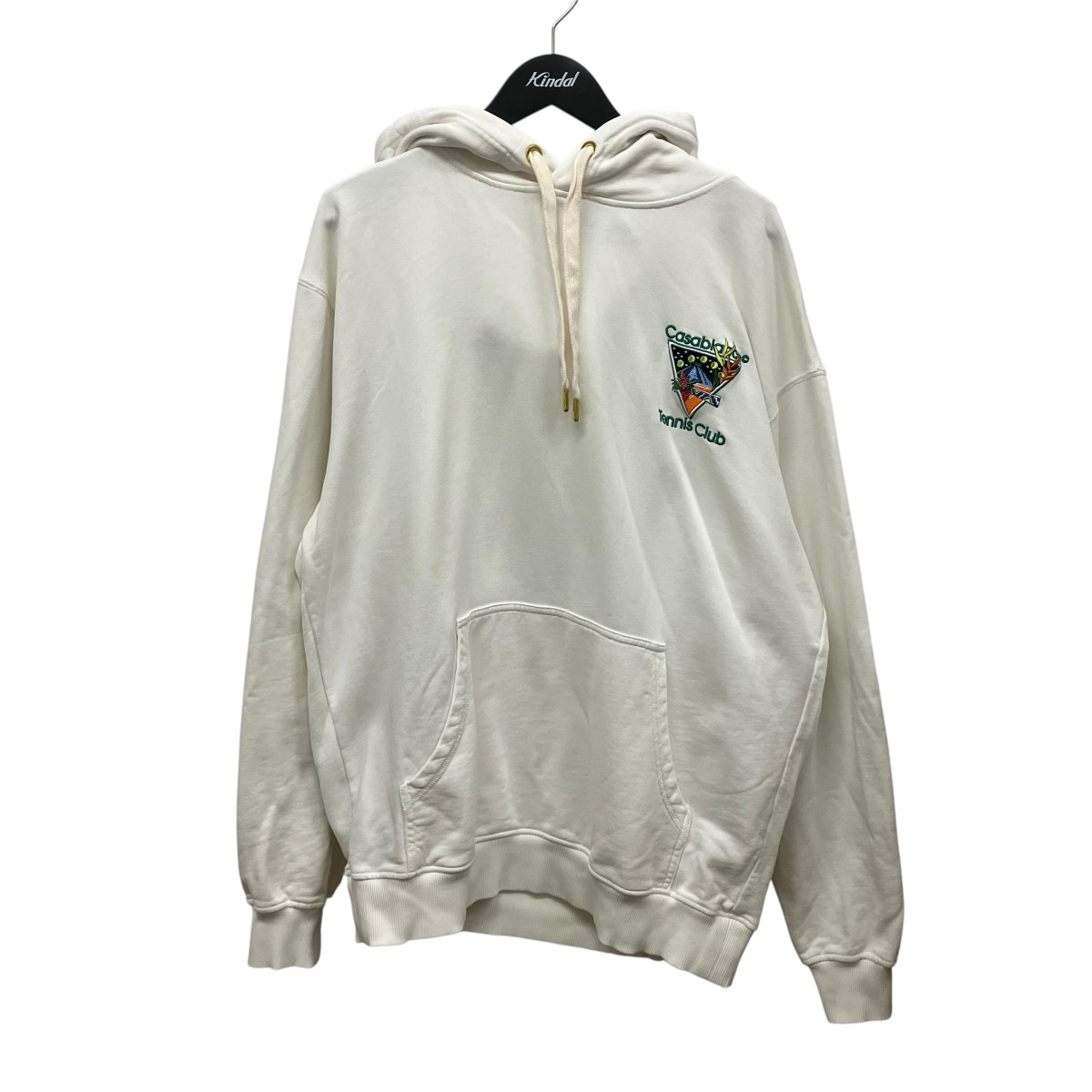 【中古】CASABLANCA Tennis Club Icon ティーシャツパーカー MS23-JTP-093-01 白いこと 大きさ：L 【070626】（カサブランカ）