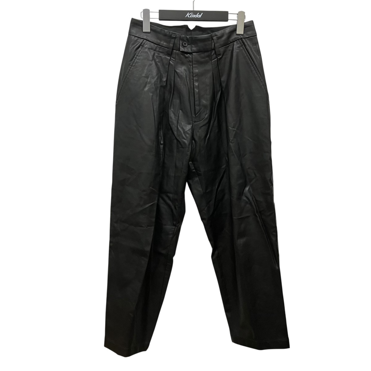 【中古】stein EX WIDE TAPERED TROUSERS フェイクレザータックパンツ ST．204-2 黒いこと 大きさ：S 【070626】（シュタイン）