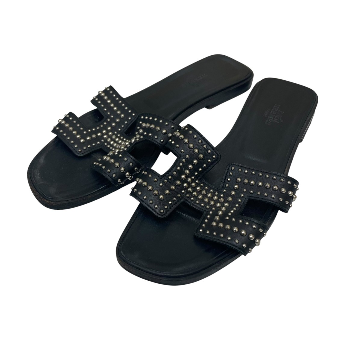 【中古】HERMES ORAN サンダル 黒いこと 大きさ：37 【070626】（エルメス）