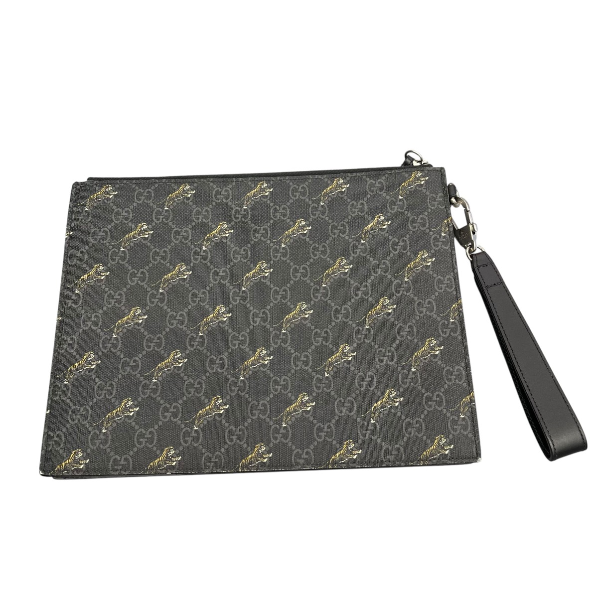 【中古】GUCCI GGスプリーム クラッチペダル御徒面子 虎刷り上げる 575136 黒いこと 大いさ：- 【070626】（グッチ）