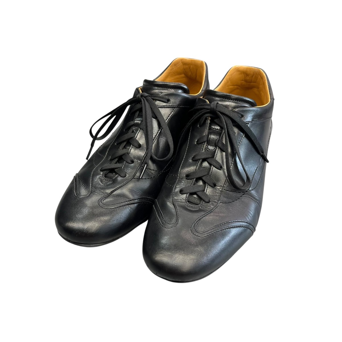 【中古】Santoni なめし革スニーカー 黒いこと 大きさ：6 【070626】（サントーニ）