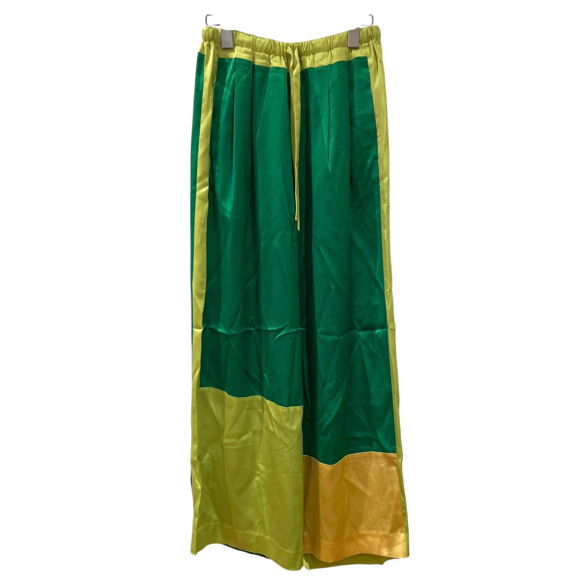 【中古】ENFOLD COLOR BLOCK PANTS イージーサテンパンツ 300IS231-2051 緑であること 大いさ：36 【070626】（エンフォルド）