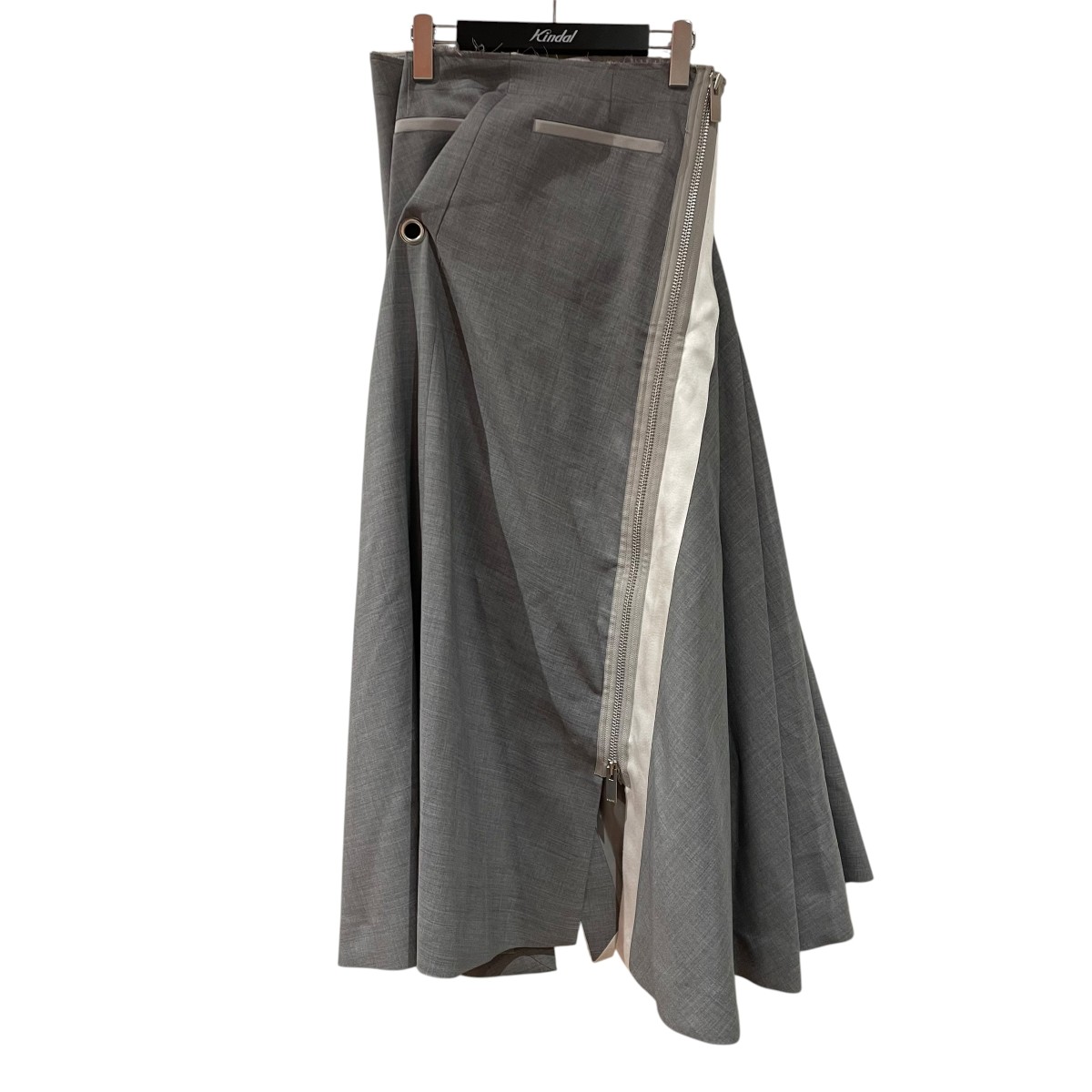 【中古】sacai20SS アシンメトリー ドレープドレスワンピース ロングスカート 20 05047 ライトグレー サイズ：2【価格見直し】｜ブランド古着のカインドオル