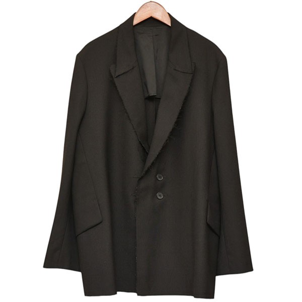 【中古】lea boberg×river AOYAMA 2025AW 別注 R．P．L． BLAZER Raw Peak Lapel ピークドラペルブレザー テーラードジャケット 黒いこと 大きさ：5 【070626】（後ろ側・ボバーグ×リバー アオヤマ）