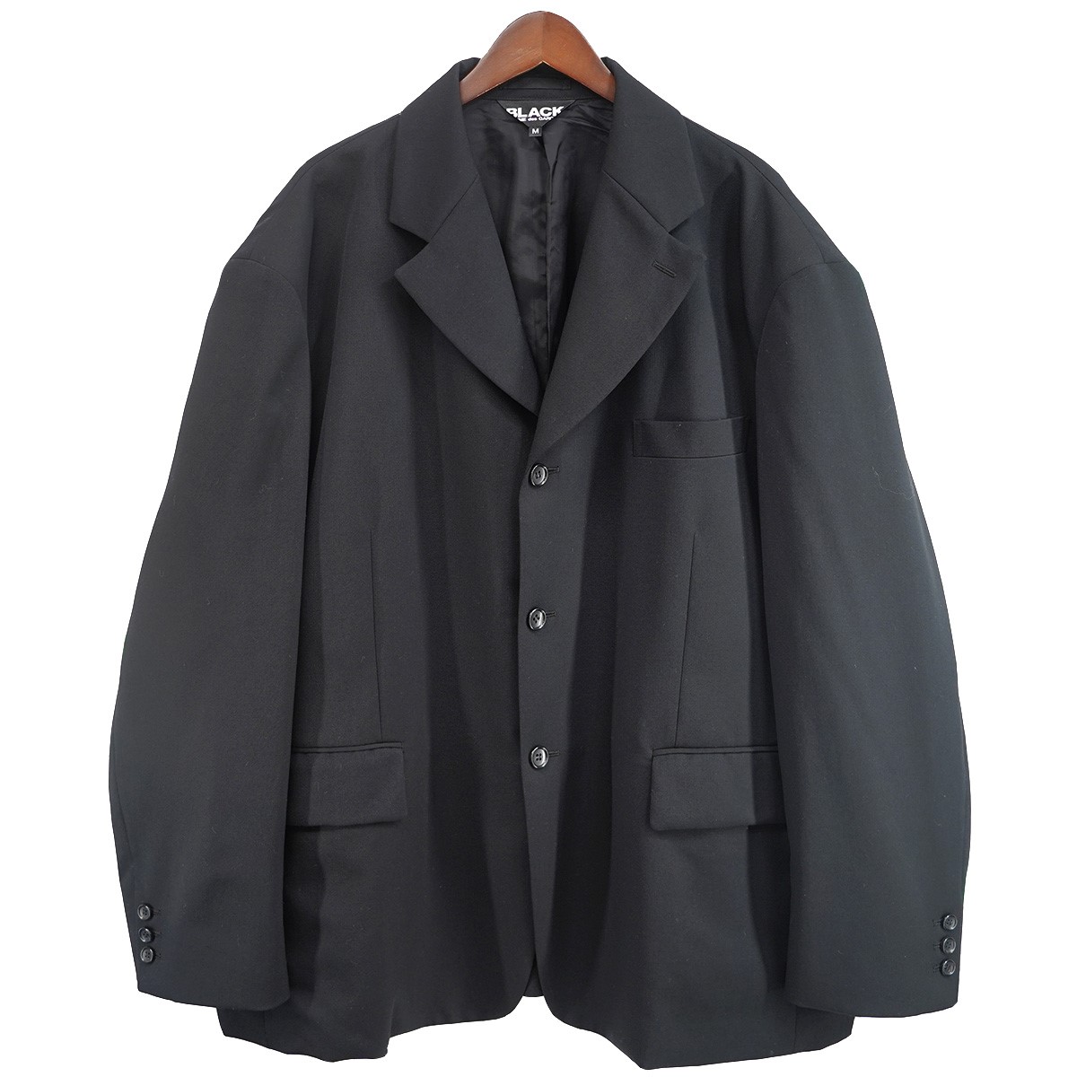 【中古】BLACK COMME des GARCONS　26SS ウールギャバジンジャケット 3B テーラードジャケット ブラック サイズ：M 【070626】（ブラックコムデギャルソン）｜ブランド古着のカインドオル