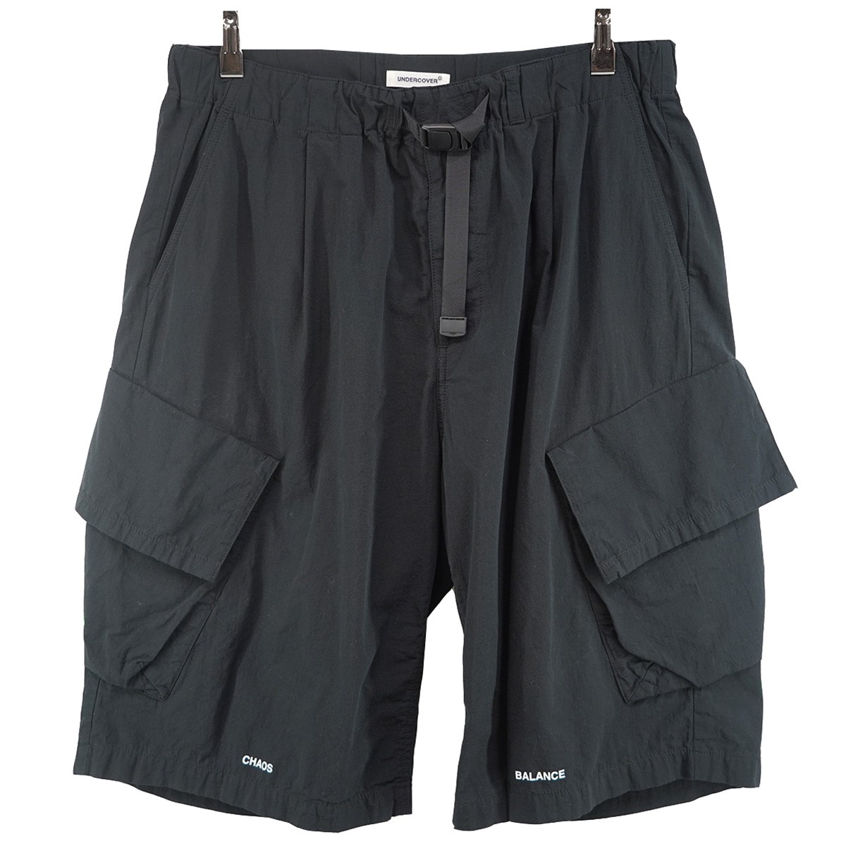 【中古】UNDERCOVER 26SS カーゴショーツ 三尺帯 呼びりんテッド 広広とした たわい無い 二分の一ズボン下 黒いこと 大きさ：4 【070626】（アンダー取りまかなう）