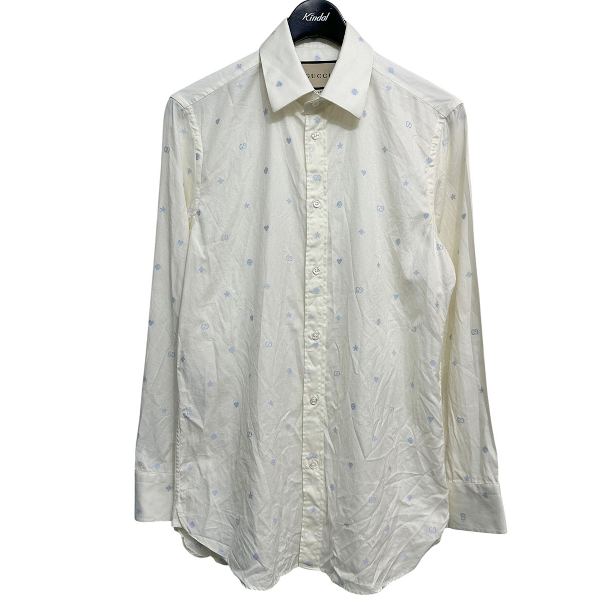 【中古】GUCCI ロゴタイプ刺しゅう長袖プルオーバー 644986 象牙色×点火装置青碧 大きさ：38/15 【070626】（グッチ）
