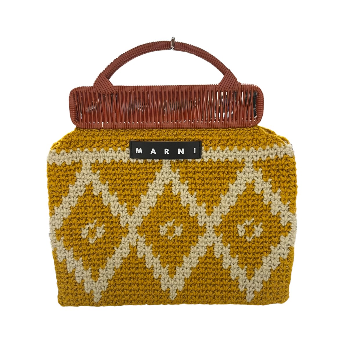 【中古】MARNI FLOWER CAFE クロシェトートバッグ 黄色 【070626】（マルニ）