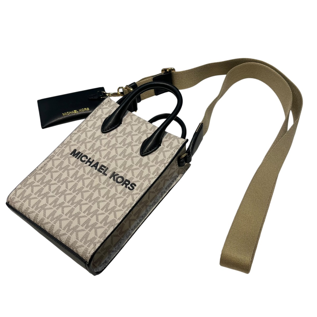 【中古】MICHAEL KORS ロゴタイプ総柄 2WAYショルダーバッグ 象牙色×黒いこと 【070626】（マイケル教育課程）