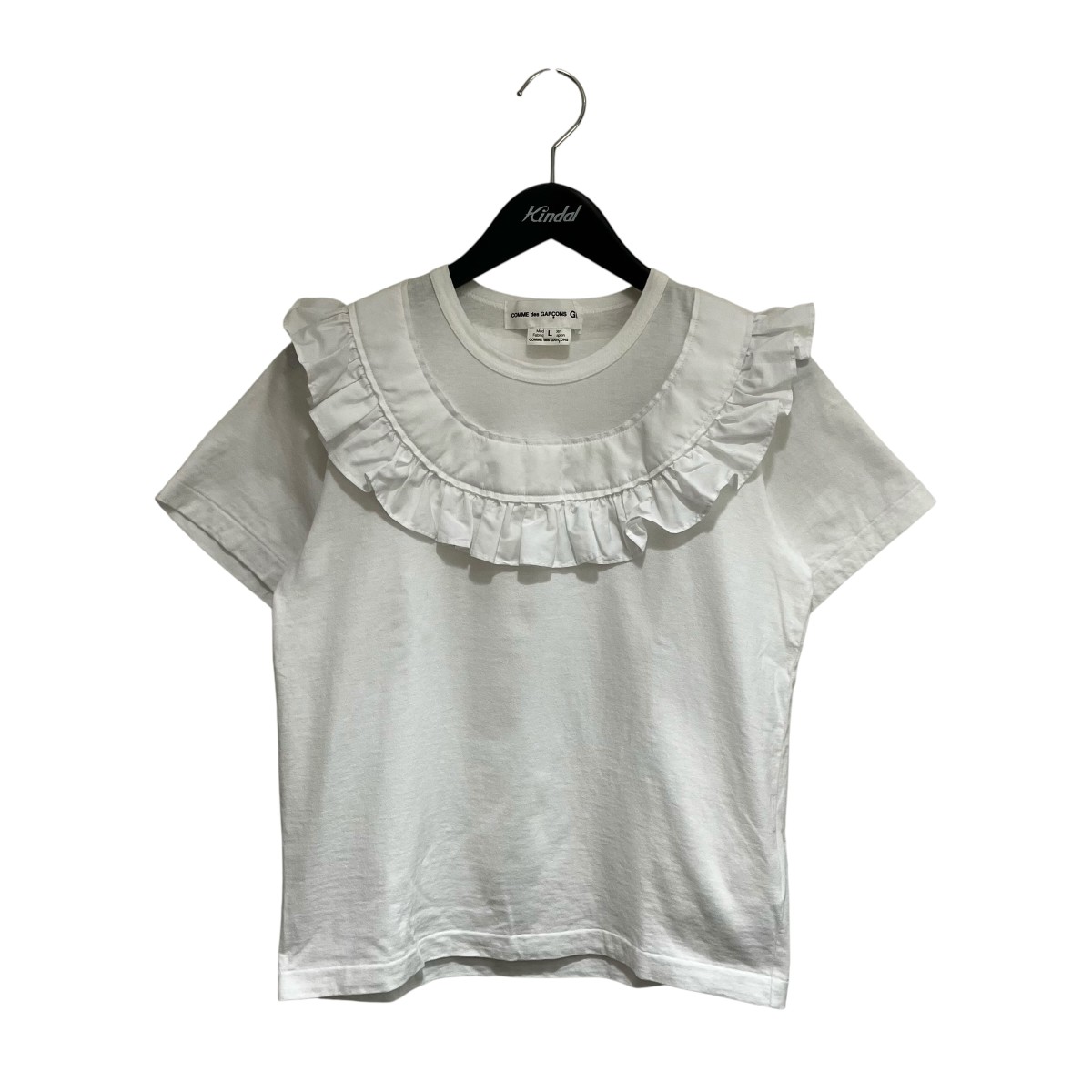 【中古】COMME des GARCONS GIRL 24SS フラウンスティーシャツ NM-T007 白いこと 大きさ：L 【070626】（コムデギャルソンガール）