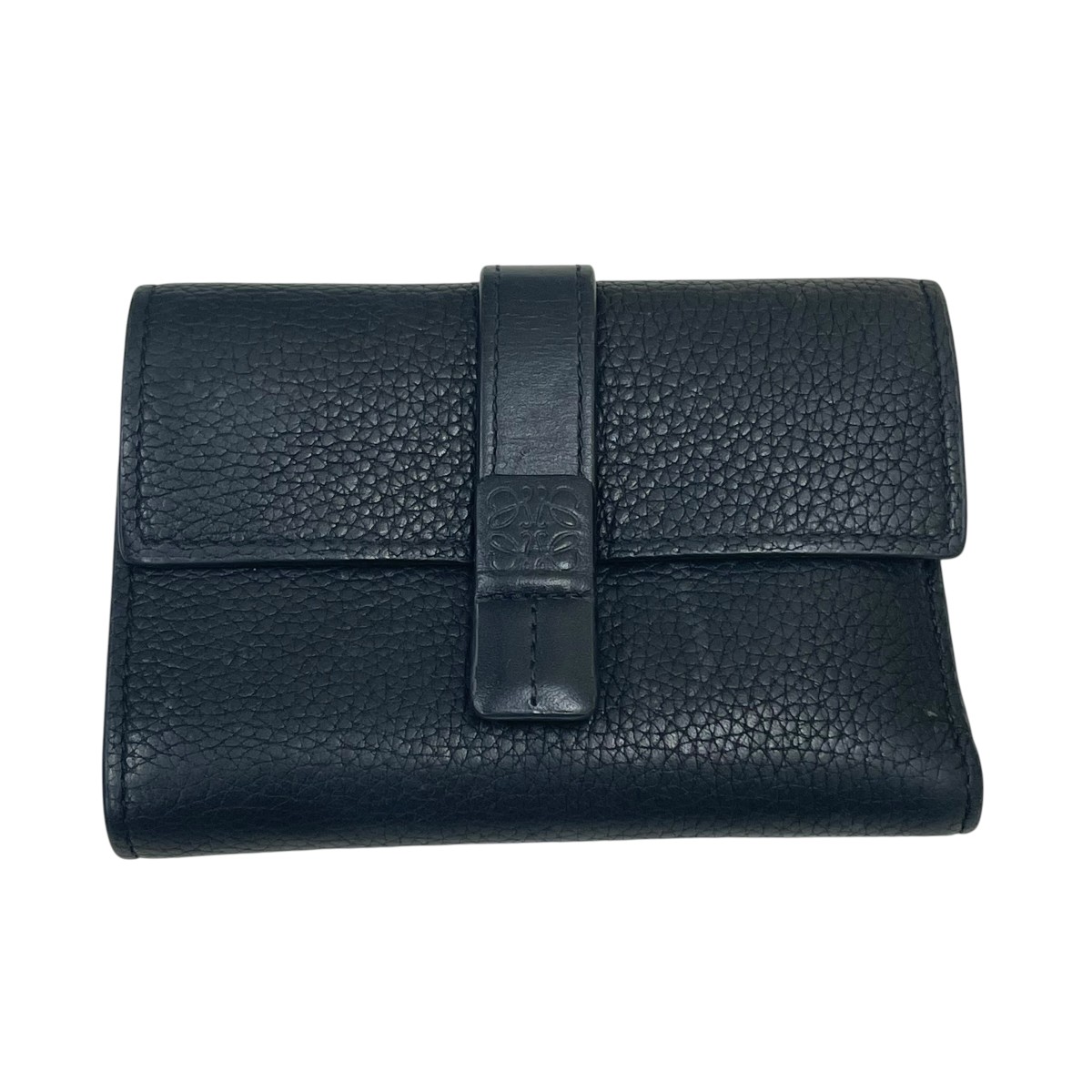 【中古】LOEWE バーティカルウォレット 3つ折り金入れ 黒いこと 【070626】（ロエベ）