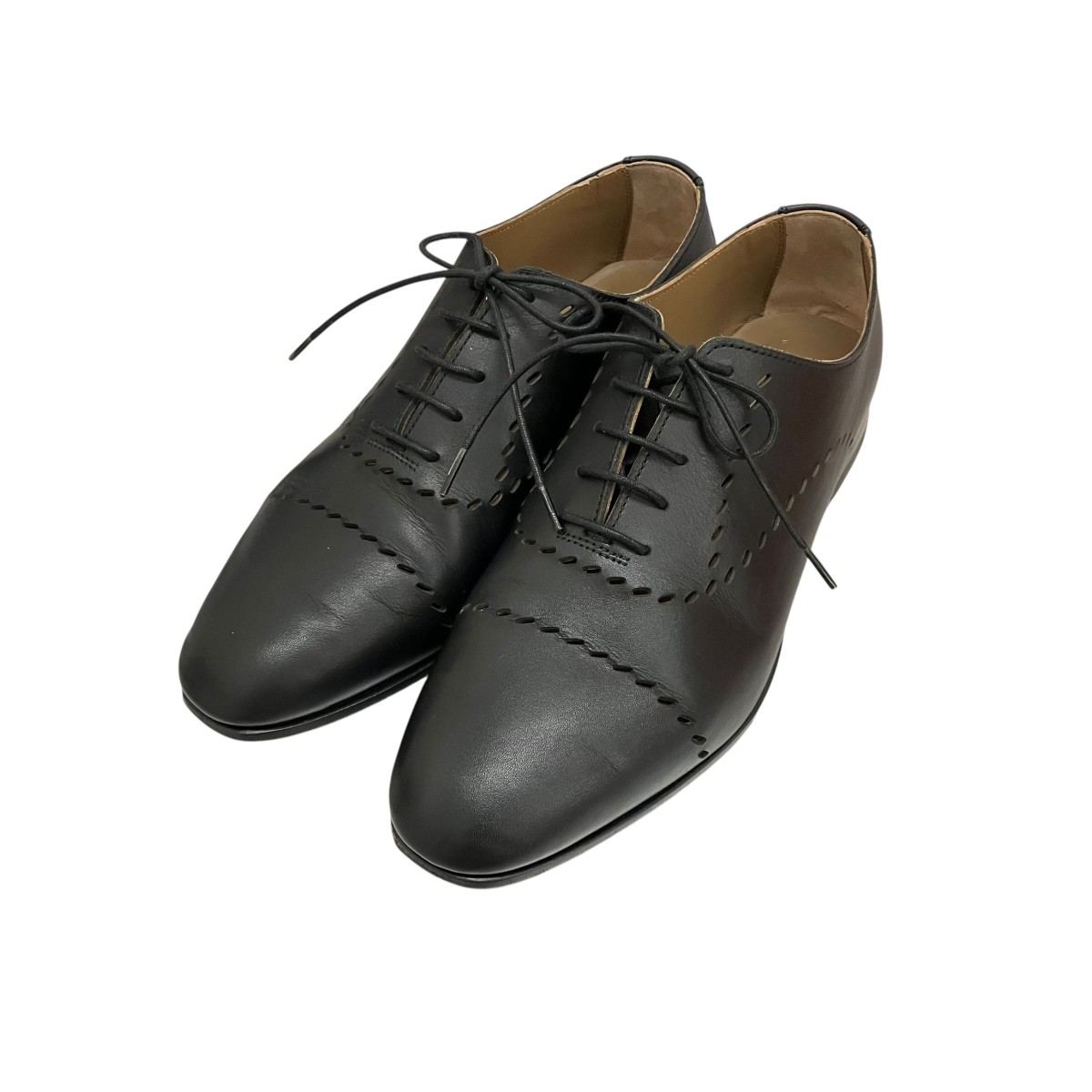 【中古】HERMES パンチングレザーシューズ 黒いこと 大きさ：35 1/2 【070626】（エルメス）
