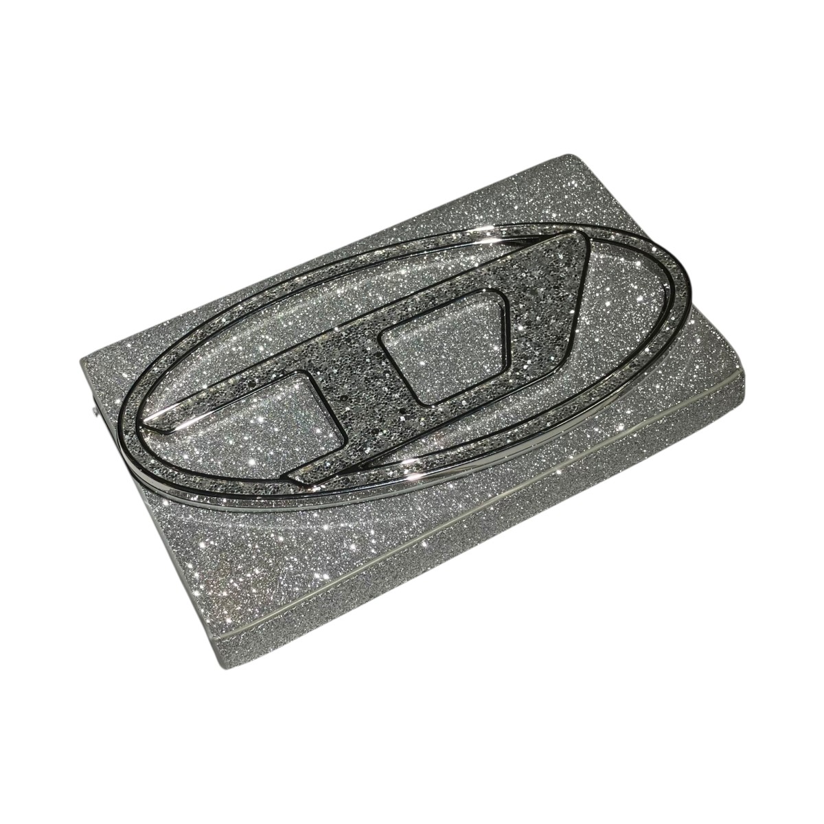 【中古】DIESEL Wallet bag インチ glitter fabric ウォレットショルダーバッグ X09809P0787H0535 しろがね色 【080626】（ディーゼル）