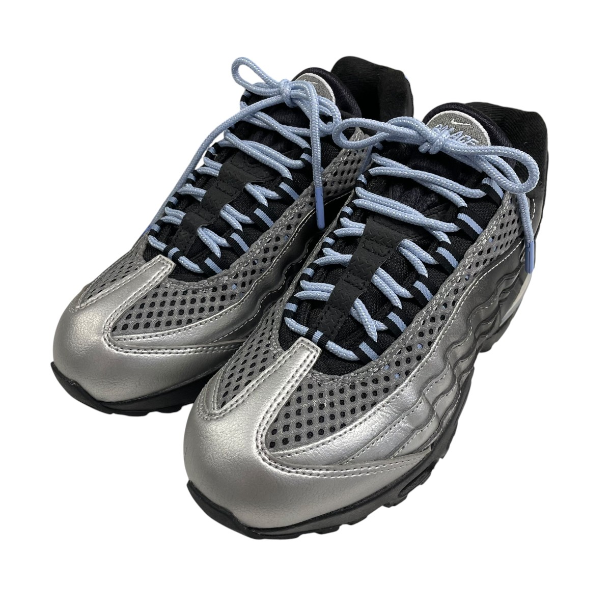 【中古】NIKE×PALACE Air Max 95 Big Bubble Metallic Silver Aluminum スニーカー iq7708-095 黒いこと 大きさ：24.5珊 【080626】（ナイキ×九重の天）