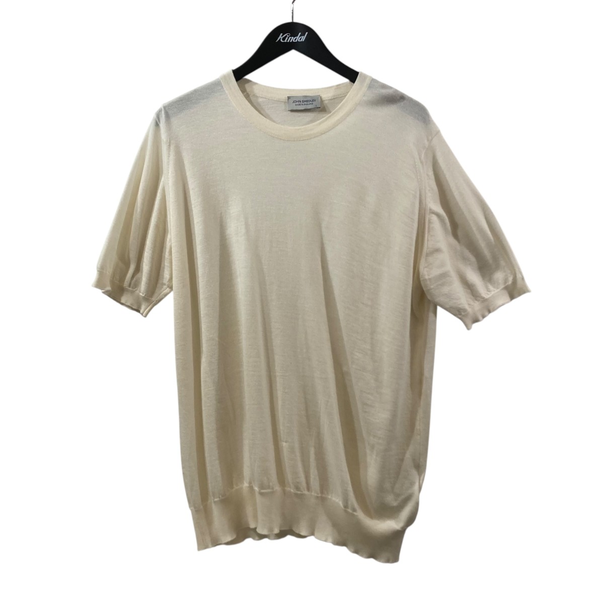 【中古】JOHN SMEDLEY 羊毛綿織物半袖編み物 半袖編み物 白いこと 大きさ：L 【080626】（ジョンスメドレー）