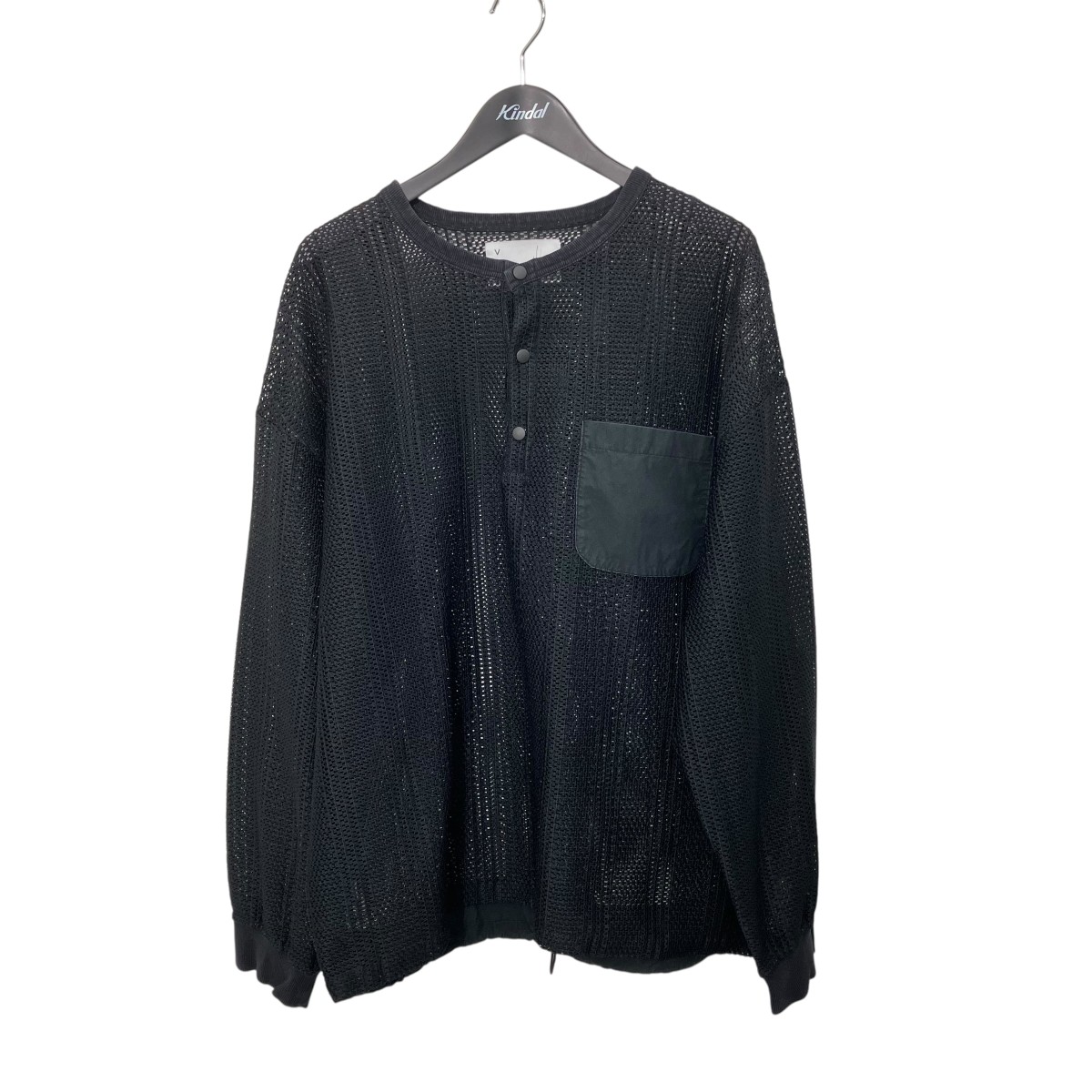 【中古】VOAAOV Russell Lace HENRY NECK P O ヘンリーネックプルオーバーメッシュカットソー VOTP-L93 黒いこと 大きさ：2 【080626】（ヴォアーブ）