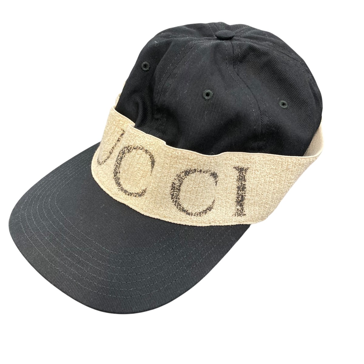 【中古】GUCCI ヘアバンドベースボールキャップ 黒いこと×ベージュ 大いさ：XL 【080626】（グッチ）