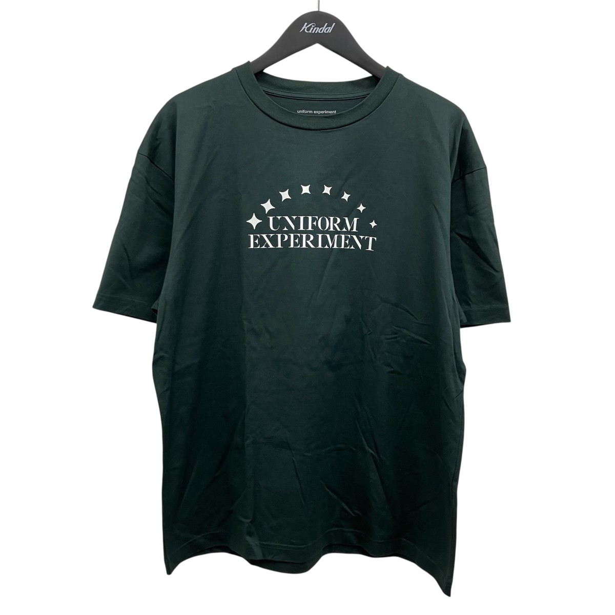 【中古】uniform experiment STENCIL LOGO TEE 刷り上げるティーシャツ 緑であること 大きさ：3 【080626】（ユニフォームエクスペリメント）