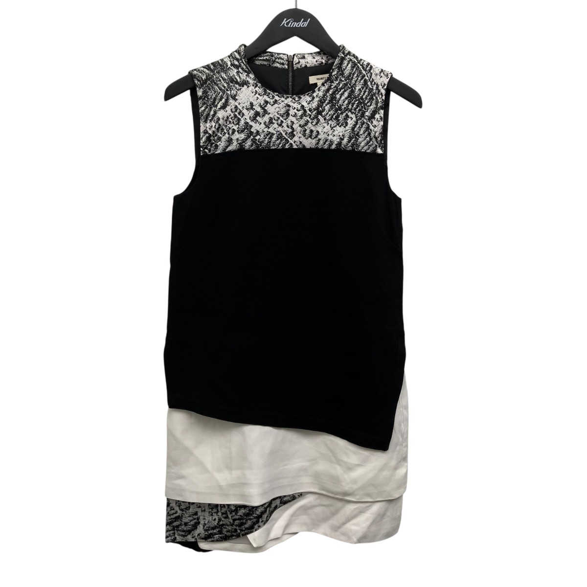 【中古】HELMUT LANG レイヤードデザインワンピース 黒いこと×白いこと 大きさ：00 【080626】（ヘルムートラング）
