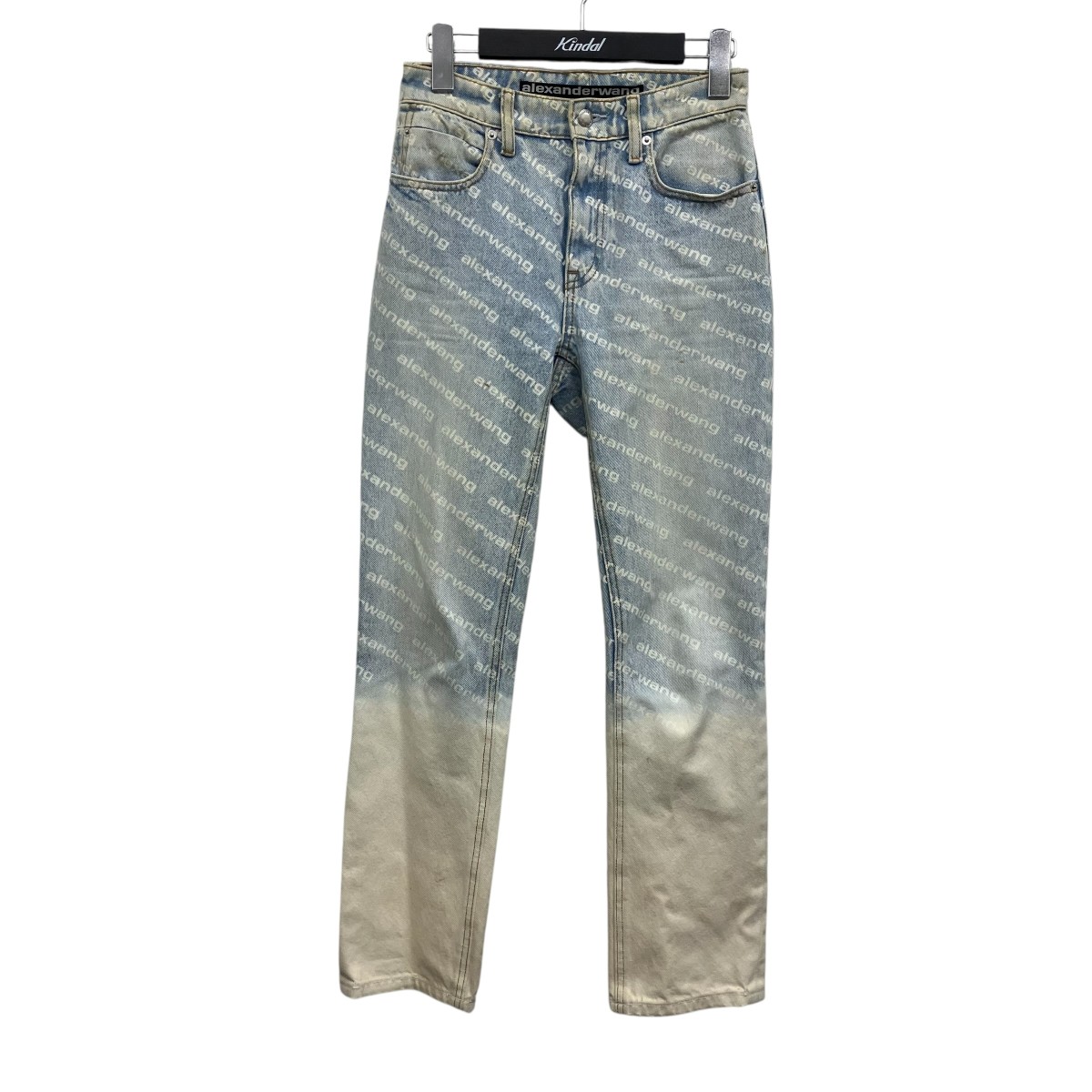 【中古】ALEXANDER WANG モノグラムロゴデニム インディゴ×白いこと 大きさ：24 【080626】（アレキサンダーワン）