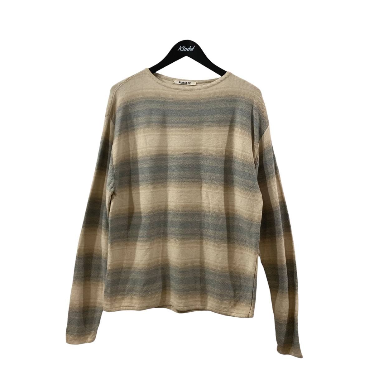 【中古】AURALEE 26SS COTTON SILK GRADIENT STRIPE KNIT BOAT NECK P O 編み物 A26SP02GB ベージュ 大きさ：4 【080626】（オーラリー）