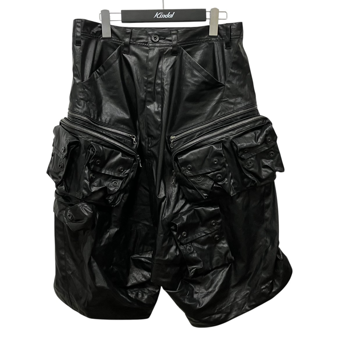 【中古】JULIUS 26SS LAMINATED CLOTH PANTS レザーカーゴサルエルパンツ 937PAM21 黒いこと 大きさ：3 【080626】（ユリウス）