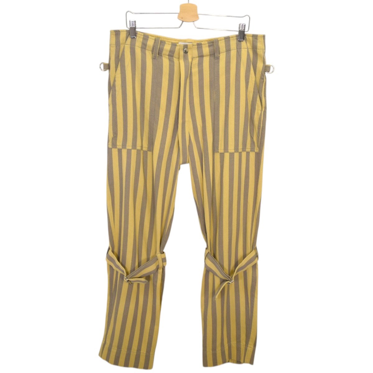 【中古】UNUSED Stripe Bondage pants ストライプボンテージパンツ 2025SS UW1160 ベージュ×薄墨色 大きさ：3 【080626】（アンユーズド）
