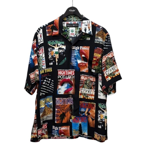 【中古】WACKO MARIA HAWAIIAN SHIRT - HIGHTIMES WM-HI10 2025SS 黒いこと 大きさ：M 【080626】（ワコマリア）