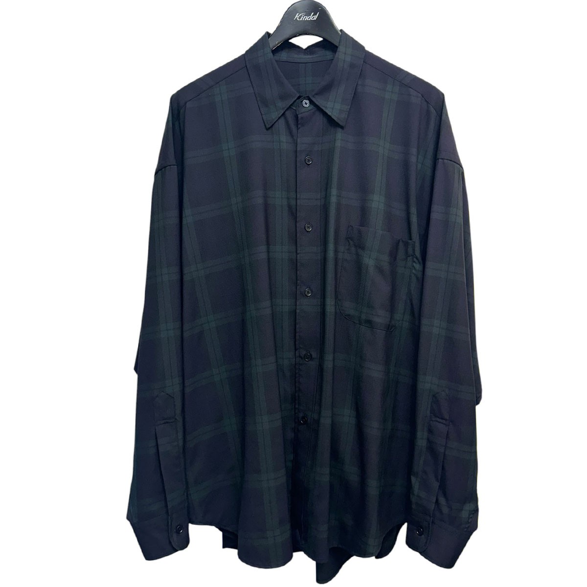 【中古】KOTI BEAUTY＆YOUTH メリノウールチェックシャツ 1211-104-8337 米国海軍×緑であること 大いさ：L 【080626】（コティ もの言う花アンド若い者）