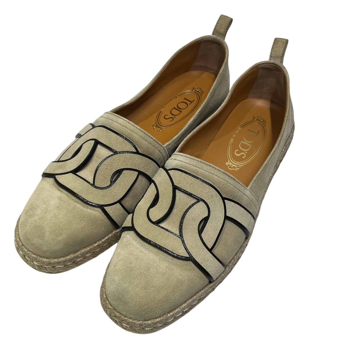 【中古】TOD’S ケイト スエードエスパドリーユ ベージュ 大いさ：39 1/2 【080626】（トッズ）