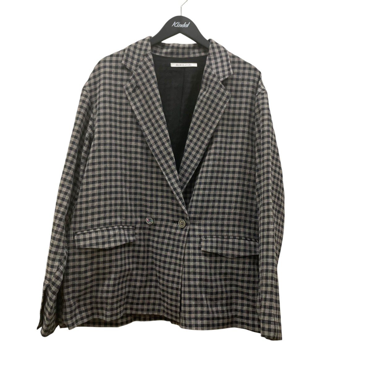 【中古】ERiKOKATORi 26SScheck cotton jacket 上衣 EK12-1-3 薄墨色×黒いこと 大きさ：Free 【080626】（エリコ カトリ）