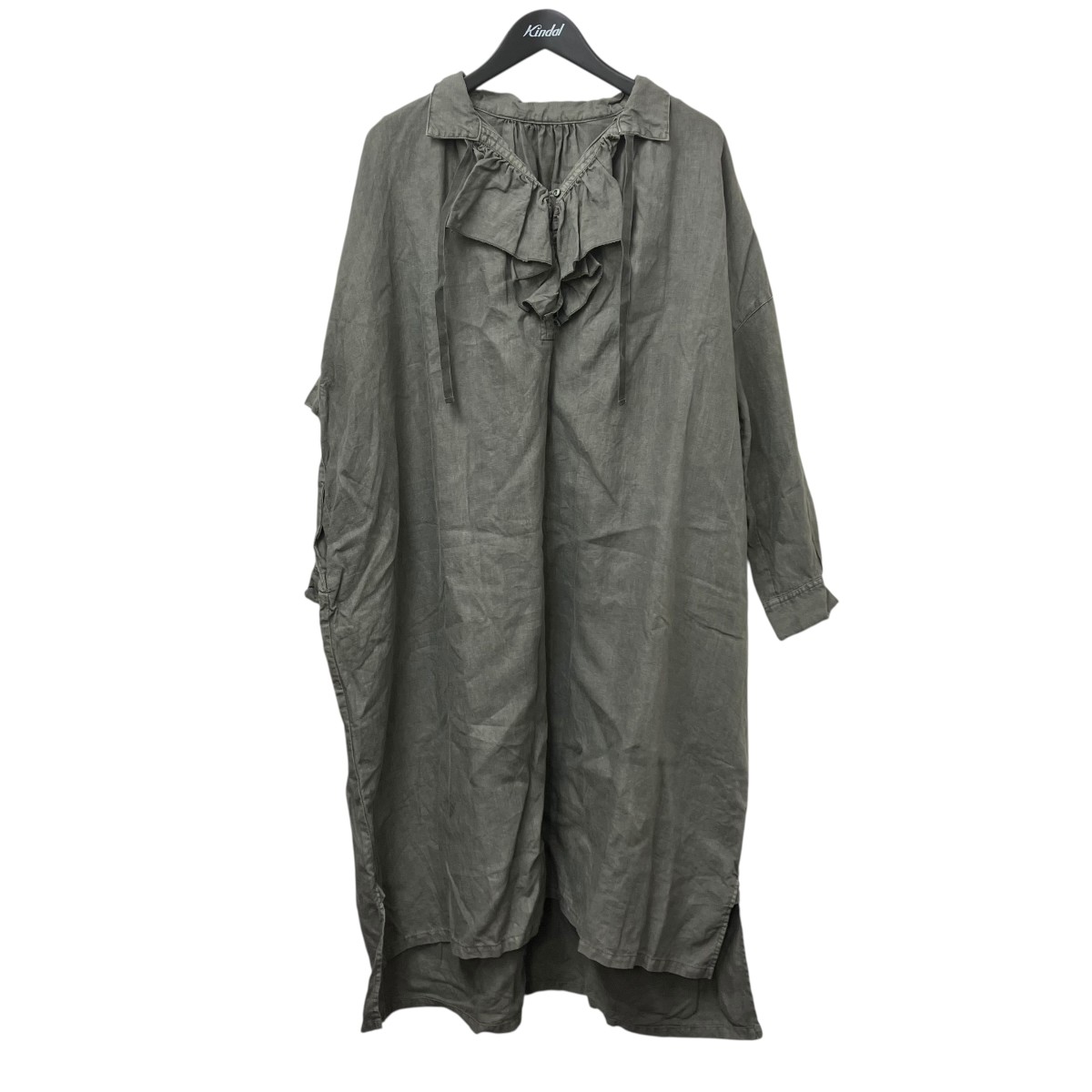 【中古】nest Robe 生まれながら染めラッフルスモックドレス 衣裳 濃灰色薄墨色 大きさ：F 【090626】（ネスト衣裳）
