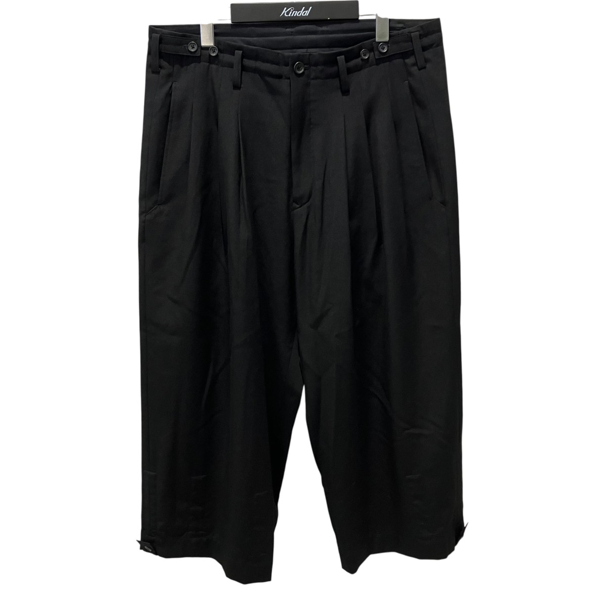 【中古】YOHJI YAMAMOTO WOOL GABARDINE TAB DETAIL WIDE PANTS 広広としたズボン下 HP-P28-100 黒いこと 大きさ：2 【090626】（ヨウジヤマモト）