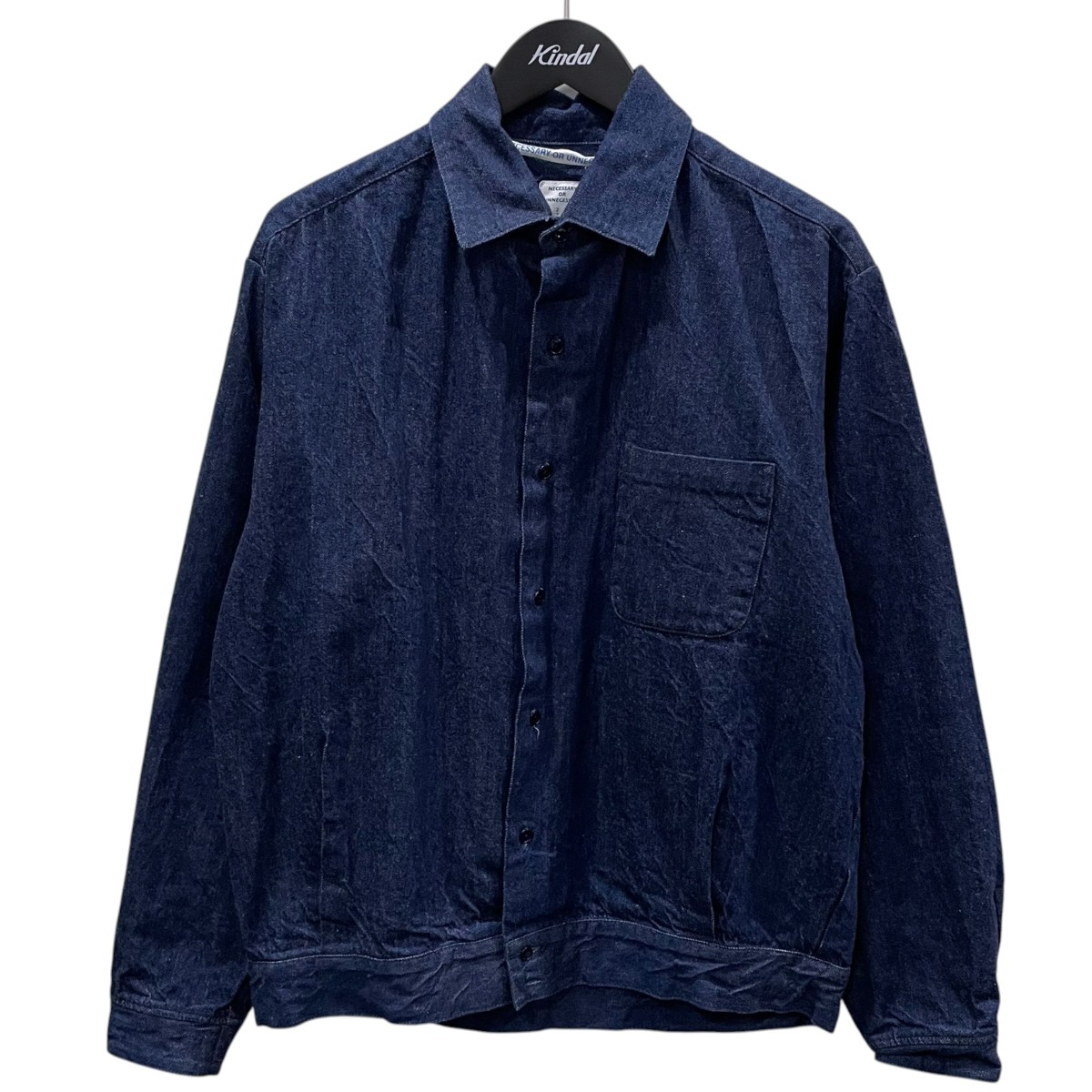 【中古】NECESSARY or UNNECESSARY 26SS ジーンズティーシャツ DENIM SHIRT 90012287 インディゴ 大いさ：2 【090626】（ネセサリーオアアンネセサリー）