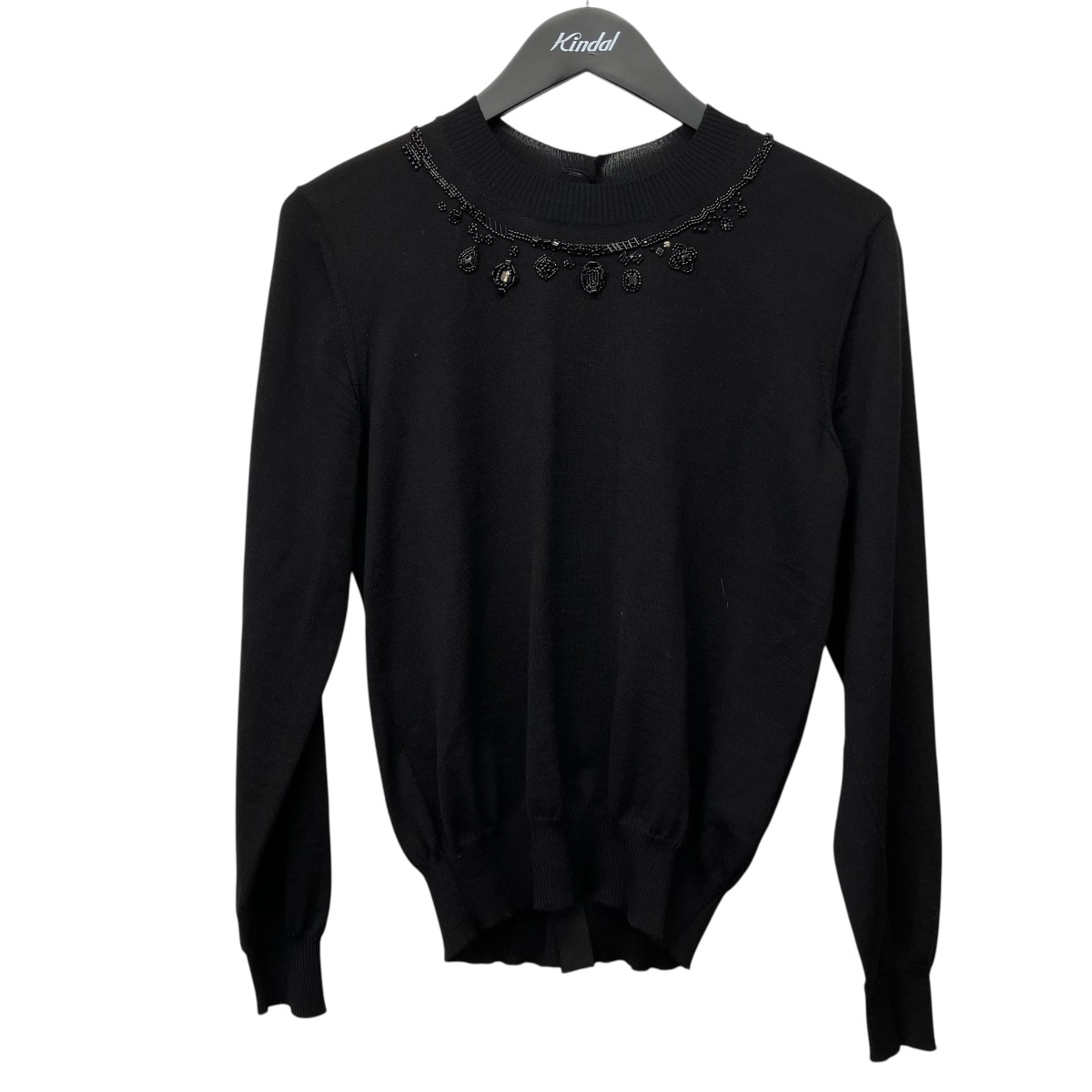 【中古】tricot COMME des GARCONS 20AW ビジュークルーネックニット TG-N011 黒いこと 大きさ：S 【090626】（トリココムデギャルソン）