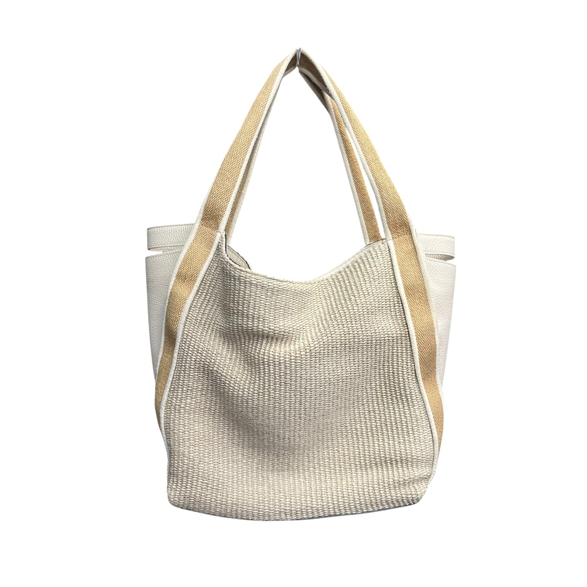 【中古】GIANNI CHIARINI ラフィアトート トートバッグ 象牙色 【090626】（ジャンニキアリーニ）