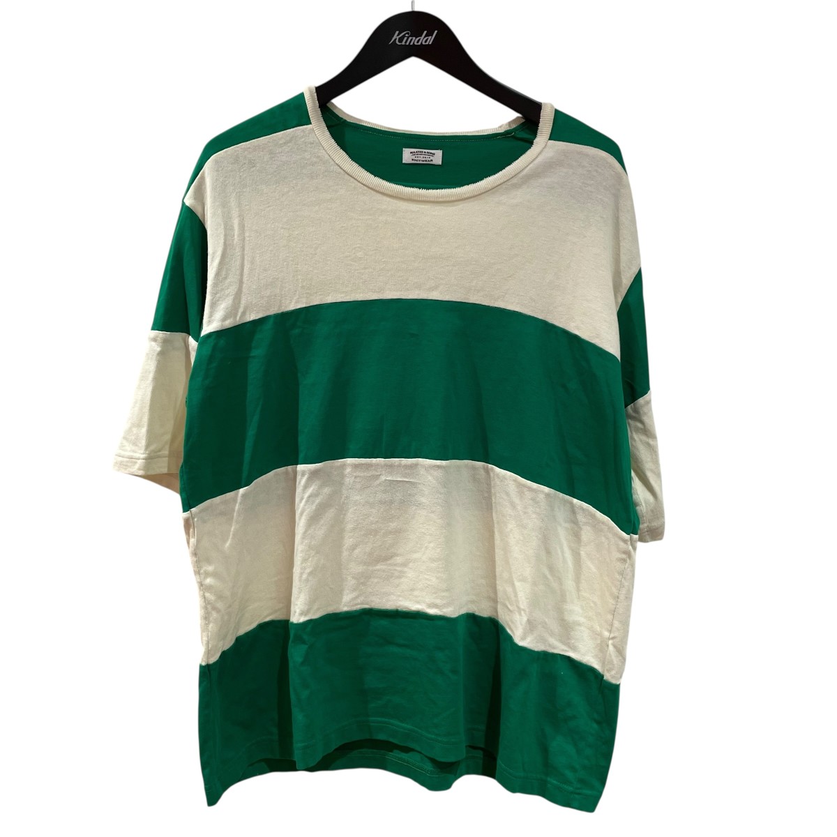 【中古】MAATEE＆SONS×l`echoppe BORDER T-SHIRT 半袖プルオーバー MTLE4103 0801 緑であること×象牙色 大きさ：F 【090626】（マーティーアンドサンズ）