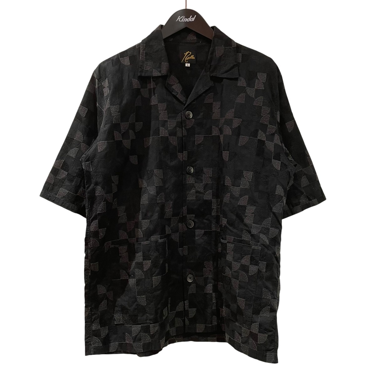 【中古】Needles Cabana Shirt-Circle Emb オープンカラーシャツ IN167 黒いこと 大きさ：L 【090626】（ニードルズ）